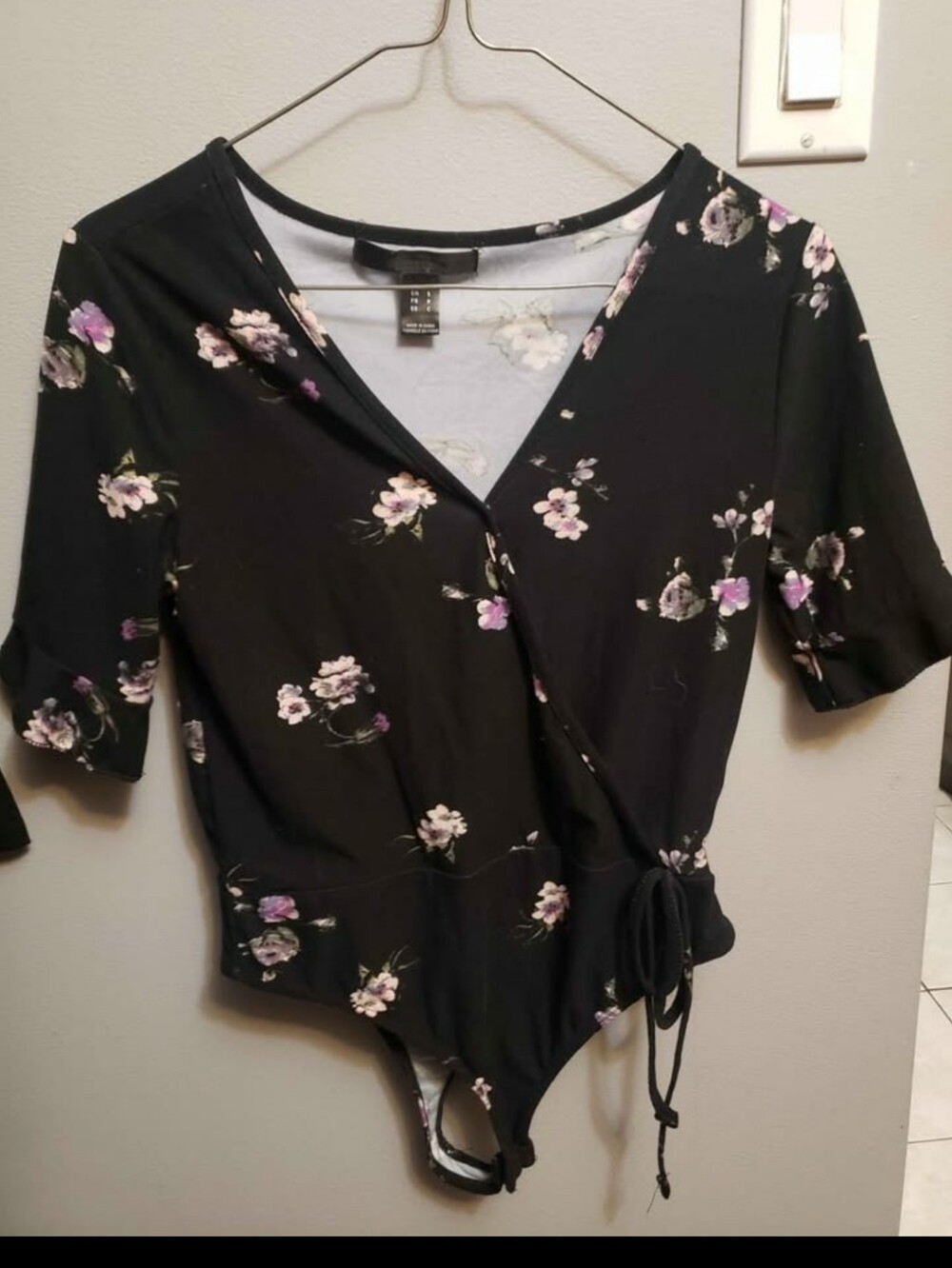 Streetwear Society Black Floral Wrap Bodysuit